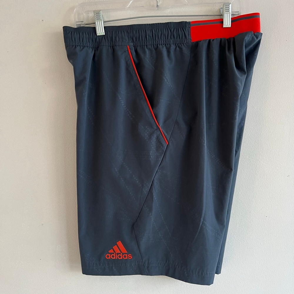 Adidas Gray Red Climalite Athletic Shorts M